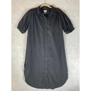 Aritzia Wilfred Free Black Linen Button Down Shirt Dress Short Sleeve Small